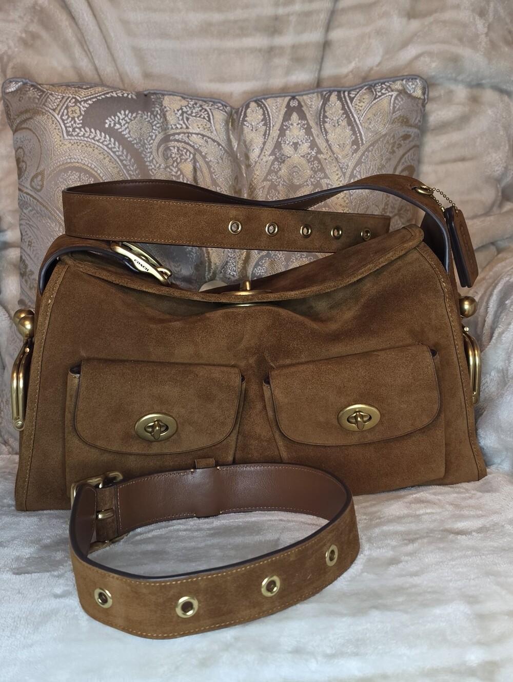COACH HAVERSACK SUEDE SATCHEL